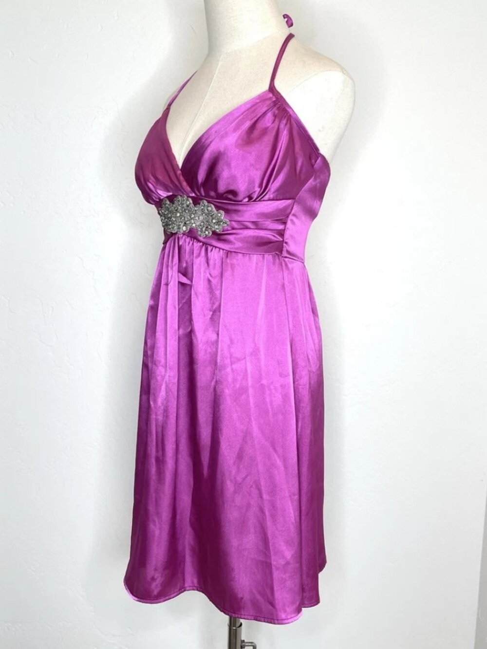 B. Darlin Satin Halter Babydoll Dress - Picture 5 of 5